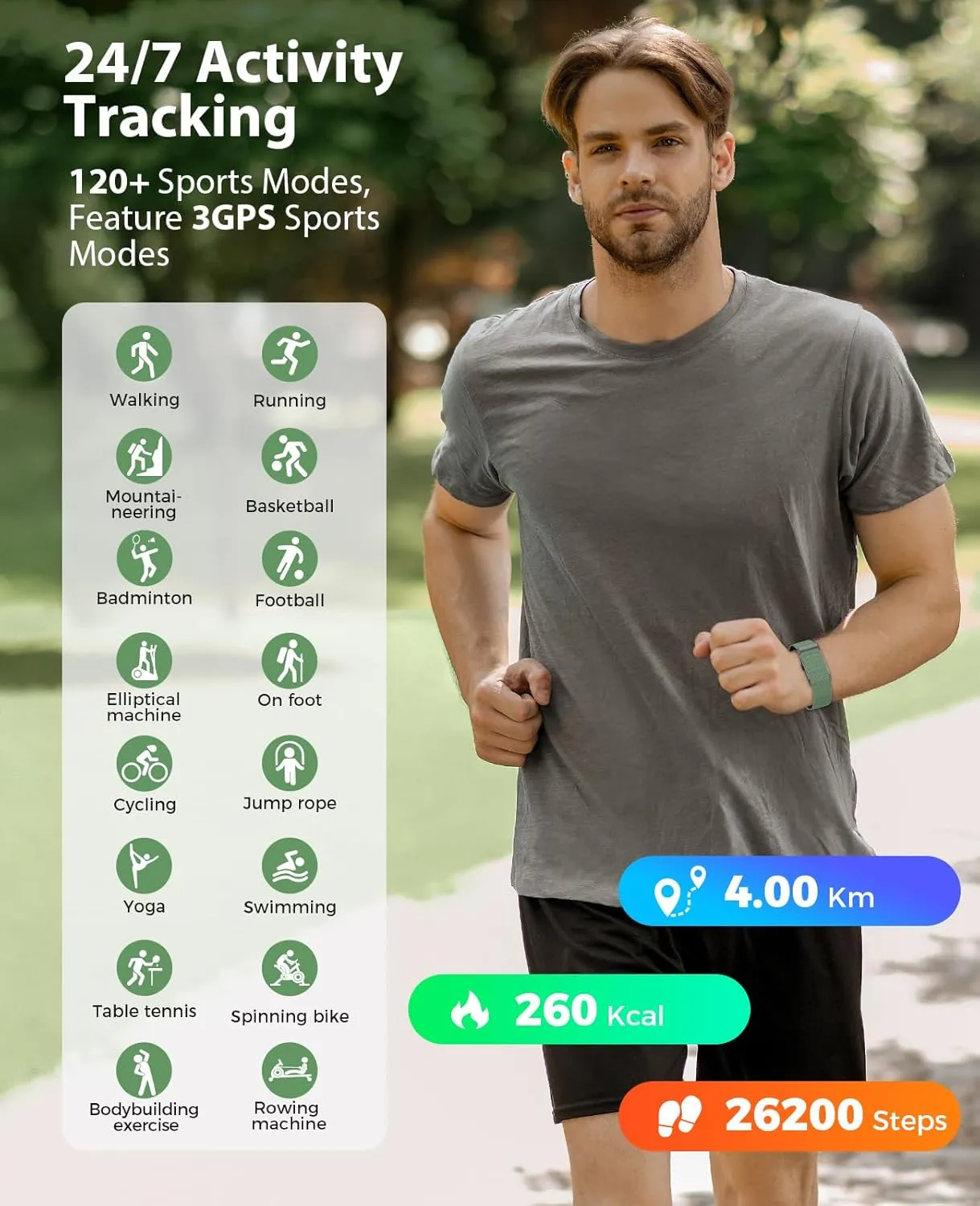 EGQINR Smart Bracelet, 24H Sleep Tracker, All-Day Continuous Heart Rate Blood Pressure Stress HRV Monitor, 120  Sport Modes Smart Wristband with Free APP 2 Bands