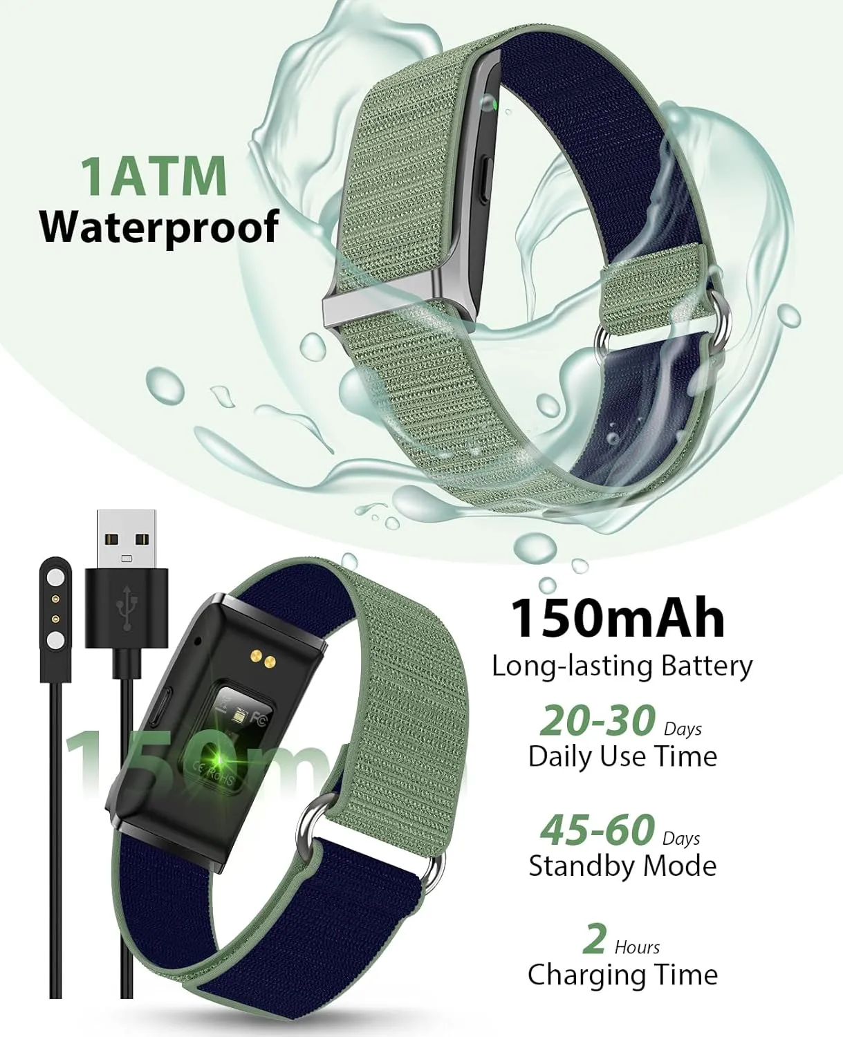 EGQINR Smart Bracelet, 24H Sleep Tracker, All-Day Continuous Heart Rate Blood Pressure Stress HRV Monitor, 120  Sport Modes Smart Wristband with Free APP 2 Bands