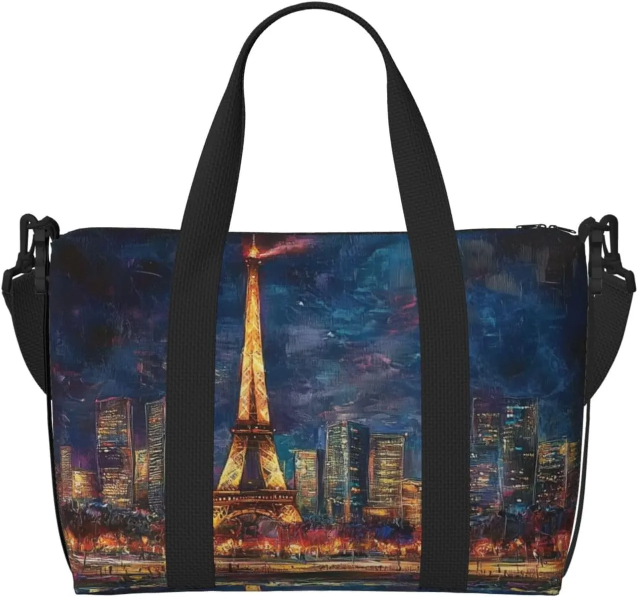 Eiffel Tower art print Travel Duffel Bag, Sports Tote Gym Bag, Swim Pool Bag Large Shoulder Tote Bag for Beach Weekender
