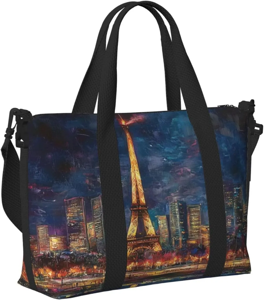 Eiffel Tower art print Travel Duffel Bag, Sports Tote Gym Bag, Swim Pool Bag Large Shoulder Tote Bag for Beach Weekender