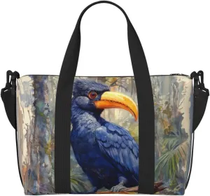 elegant black and blue print Travel Duffel Bag, Sports Tote Gym Bag, Swim Pool Bag Large Shoulder Tote Bag for Beach Weekender