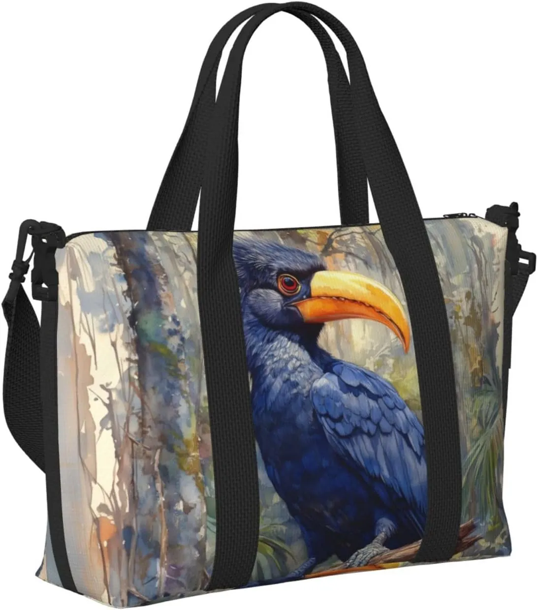 elegant black and blue print Travel Duffel Bag, Sports Tote Gym Bag, Swim Pool Bag Large Shoulder Tote Bag for Beach Weekender
