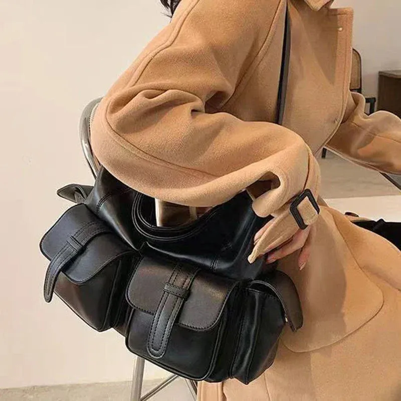 Ella | Large Capacity Punk Leather Shoulder Bag Motorcycle