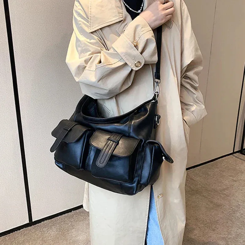 Ella | Large Capacity Punk Leather Shoulder Bag Motorcycle