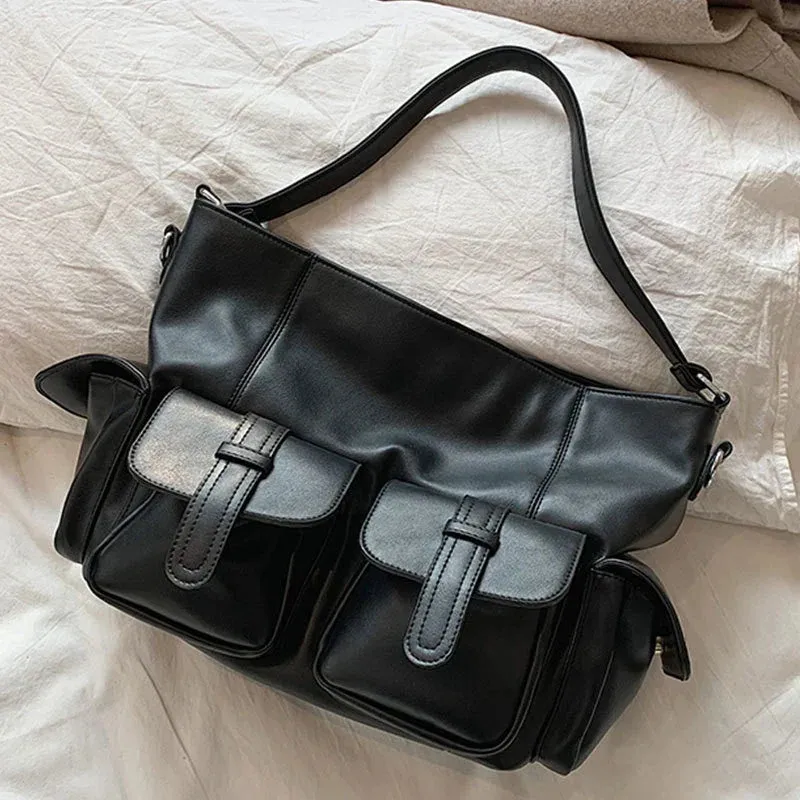 Ella | Large Capacity Punk Leather Shoulder Bag Motorcycle