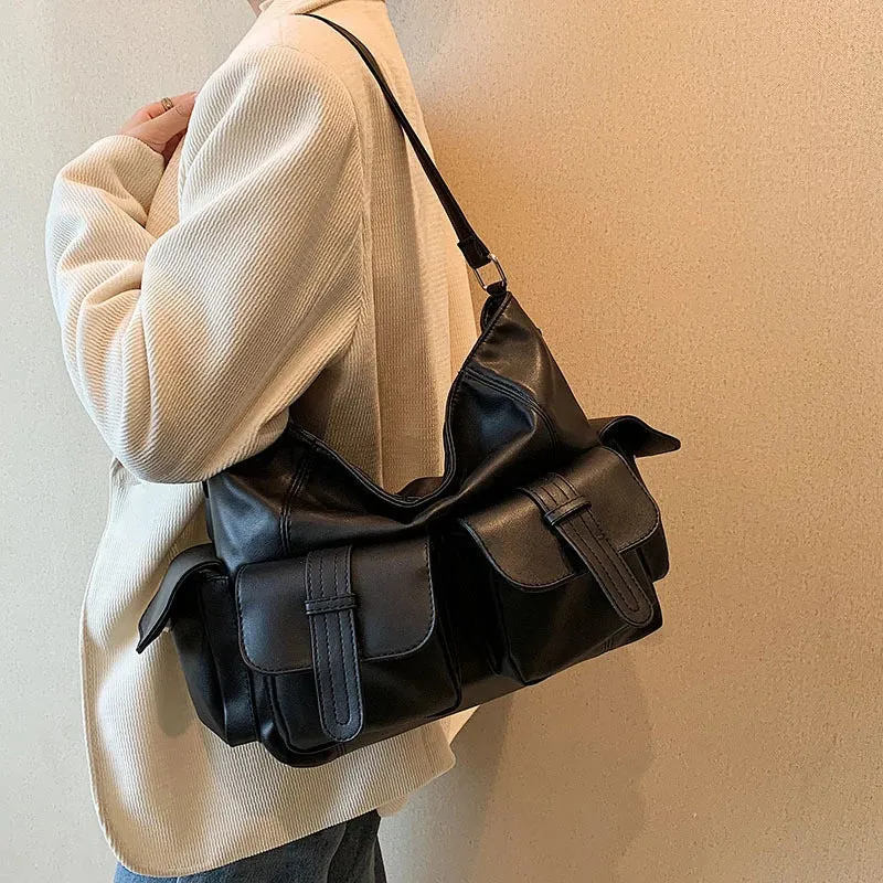 Ella | Large Capacity Punk Leather Shoulder Bag Motorcycle