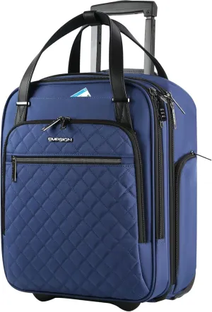 EMPSIGN Underseat Carry On Wheeled - 16" Carry on Bag with Wheels Multi-functional Lightweight Rolling Bag Overnight Weekender Small Suitcase for Women Men Travel Business, Haze Blue