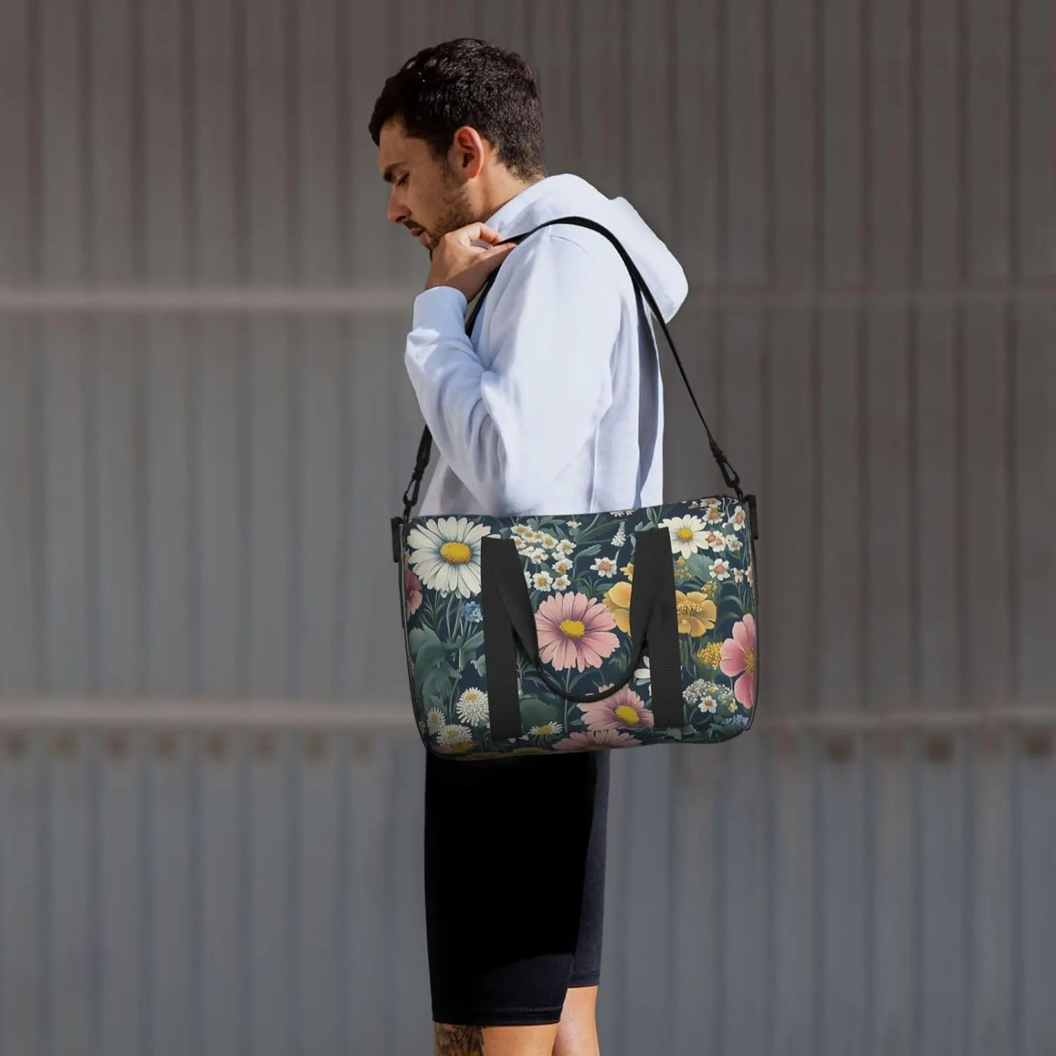English garden art print Travel Duffel Bag, Sports Tote Gym Bag, Swim Pool Bag Large Shoulder Tote Bag for Beach Weekender