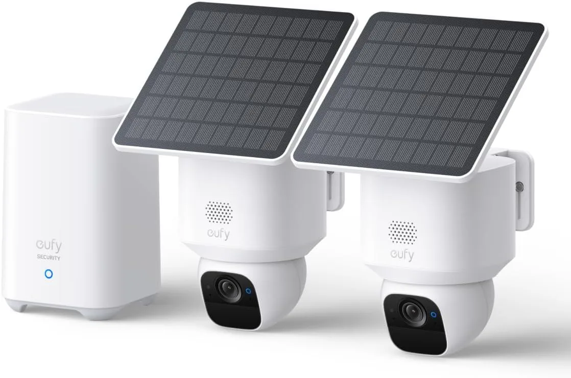 eufy Security SoloCam E30, 2-Cam Kit, Security Cameras Wireless Outdoor, Solar Camera Outdoor Wireless, 360° Pan, AI Tracking, 2K Clarity, No Monthly Fee