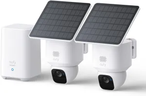 eufy Security SoloCam E30, 2-Cam Kit, Security Cameras Wireless Outdoor, Solar Camera Outdoor Wireless, 360° Pan, AI Tracking, 2K Clarity, No Monthly Fee