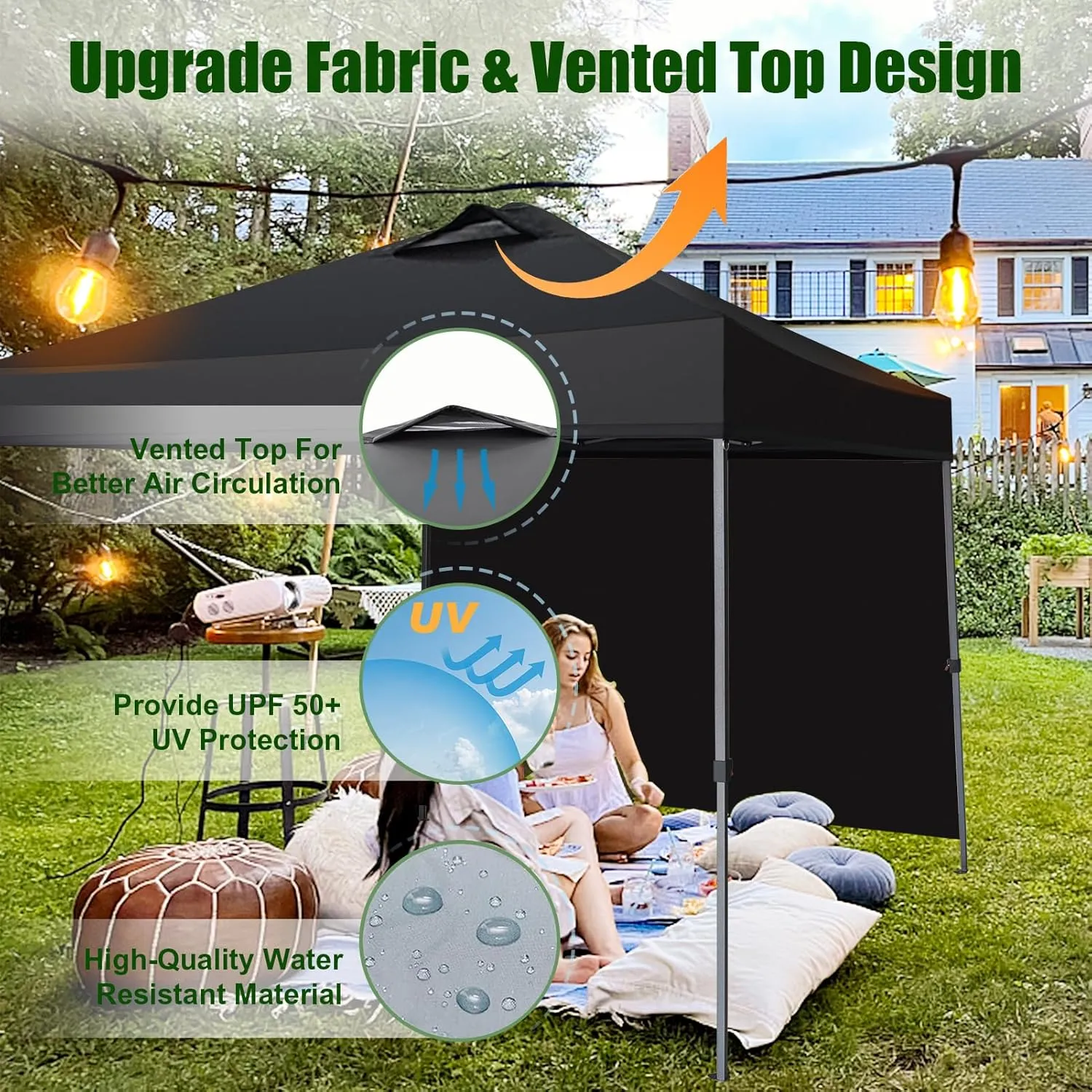 Eurmax USA NOMATTER ONE-Person Open&Close 10x10ft Pop Up Canopy Tent,Portable Shelter Canopy for Outdoor Events with 1 Removable Sidewall,Instant Canopies,Temporary Sunshade,Bonus 4 Sand Bags(Khaki)