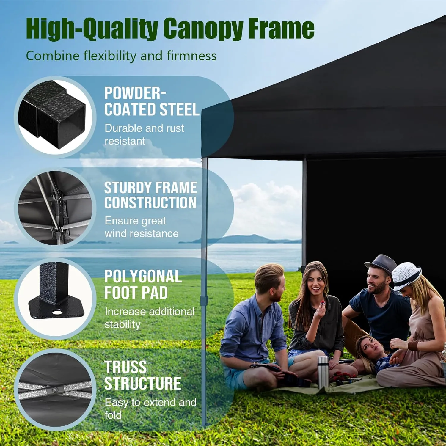 Eurmax USA NOMATTER ONE-Person Open&Close 10x10ft Pop Up Canopy Tent,Portable Shelter Canopy for Outdoor Events with 1 Removable Sidewall,Instant Canopies,Temporary Sunshade,Bonus 4 Sand Bags(Khaki)