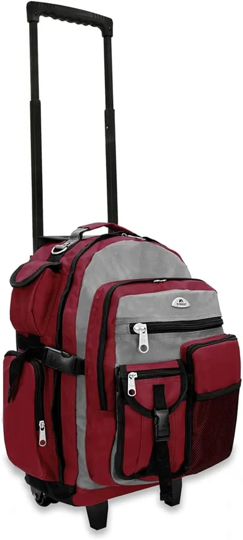 Everest 5045 Deluxe Wheeled Backpack, Burgundy, One Size