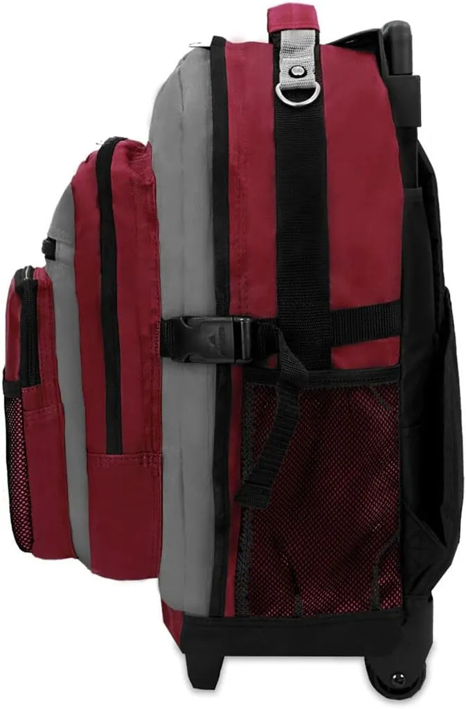 Everest 5045 Deluxe Wheeled Backpack, Burgundy, One Size