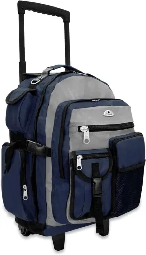 Everest Deluxe Wheeled Backpack, Navy/Gray/Black, One Size
