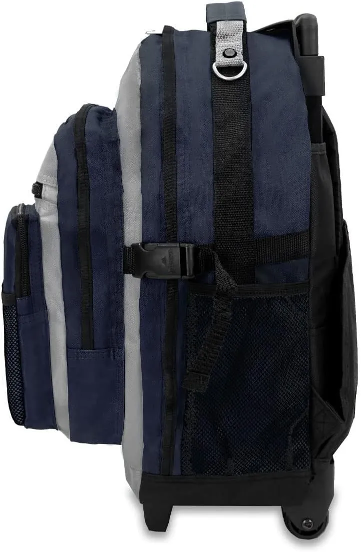 Everest Deluxe Wheeled Backpack, Navy/Gray/Black, One Size