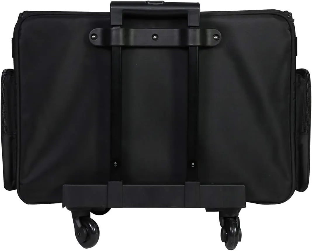 Everything Mary 4 Wheels Collapsible Deluxe Sewing Machine Storage Case, Black - Rolling Trolley Carrying Bag for Brother, Singer