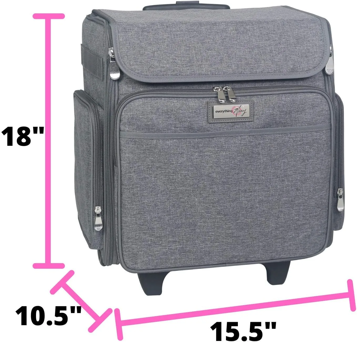Everything Mary Rolling Craft Bag, Heather - Papercraft Tote with Wheels for Scrapbook & Art Storage - Organizer Case for IRIS Boxes, Supplies, and Accessories - for Teachers & Medical