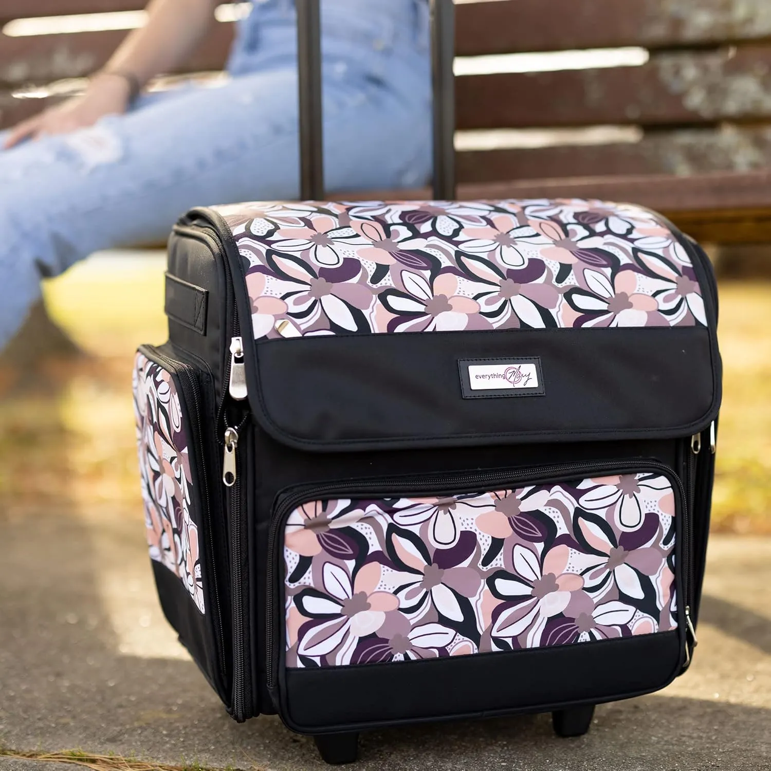 Everything Mary Wheeled Scrapbook Tote for Scrapbooking & Art - Travel Organizer Storage Bin for Paper, Glue, Tape