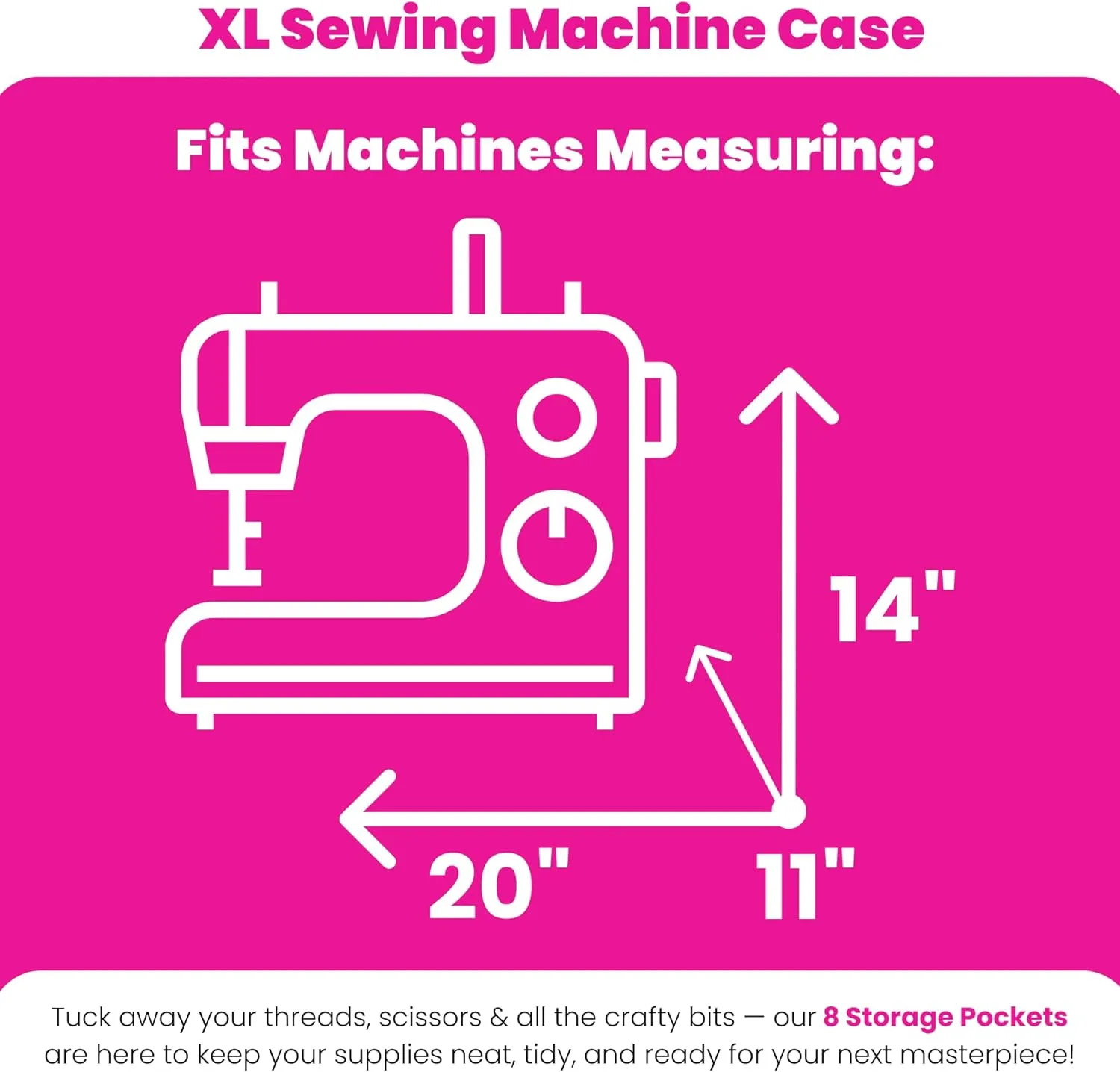 Everything Mary XL Rolling Flat Top Craft Tote Sewing Machine Case - Collapsible with Padded Interior, Top Pocket, and Spacious Storage for Accessories