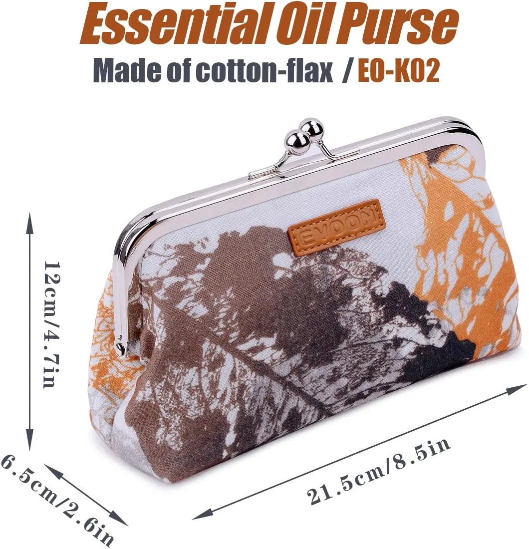 evoon Womens Cosmetic Pouch Bag Clutch Purses for Ladies, Essential Oil Carrying Cases Box for doTERR Youg Living Oils 5ml 10ml 15ml Bottles