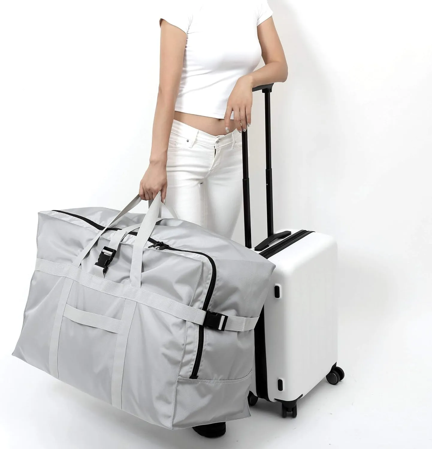Extra Large Travel Duffel Bag with Trolley Sleeve Weekender Overnight Carry On Checked Luggage Bag Oversized Carry On Checked Luggage Bag Hospital Bag Tote Handbag Bag Anti Theft Travel Tote 28'',120L