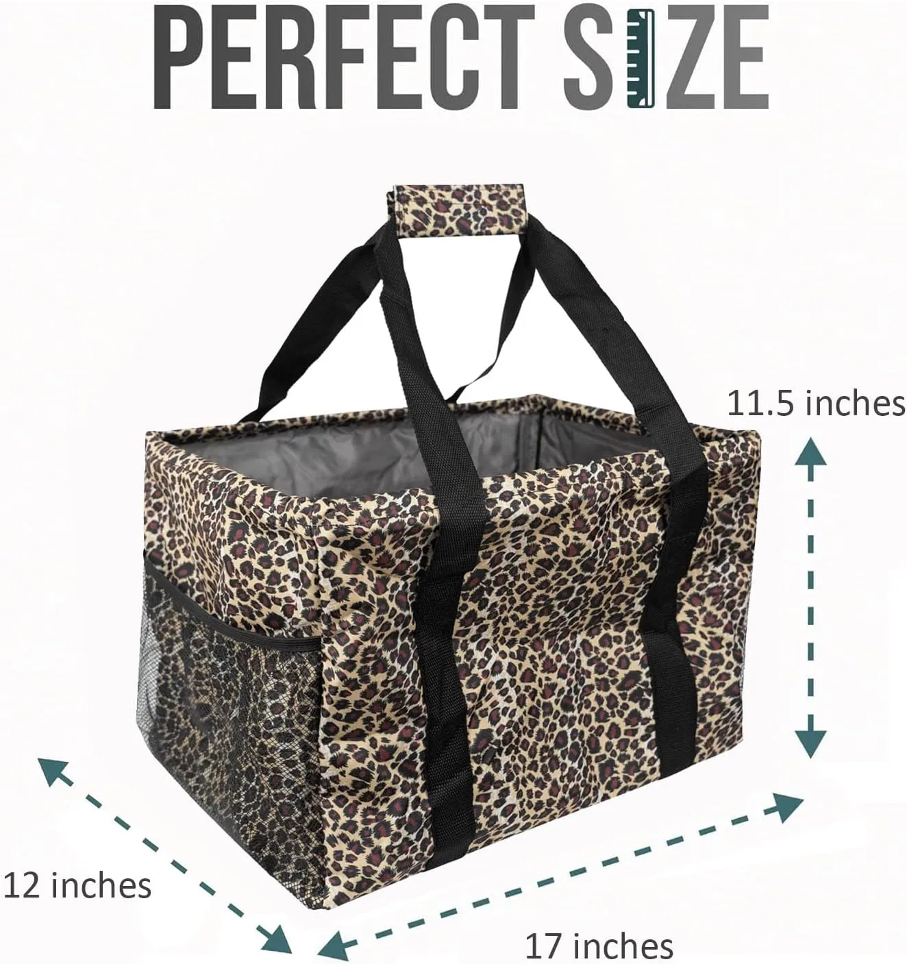 Extra Large Utility Tote Bag - Collapsible Tote with Wire Frame for Beach, Groceries, Travel - Includes 5x7 Bag
