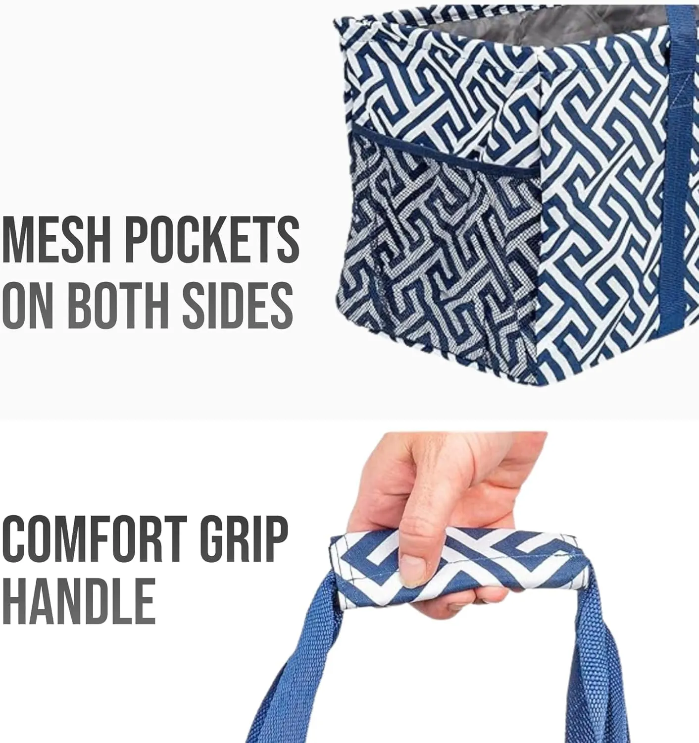 Extra Large Utility Tote Bag - Collapsible Tote with Wire Frame for Beach, Groceries, Travel - Includes 5x7 Bag