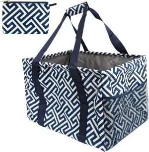 Extra Large Utility Tote Bag - Collapsible Tote with Wire Frame for Beach, Groceries, Travel - Includes 5x7 Bag