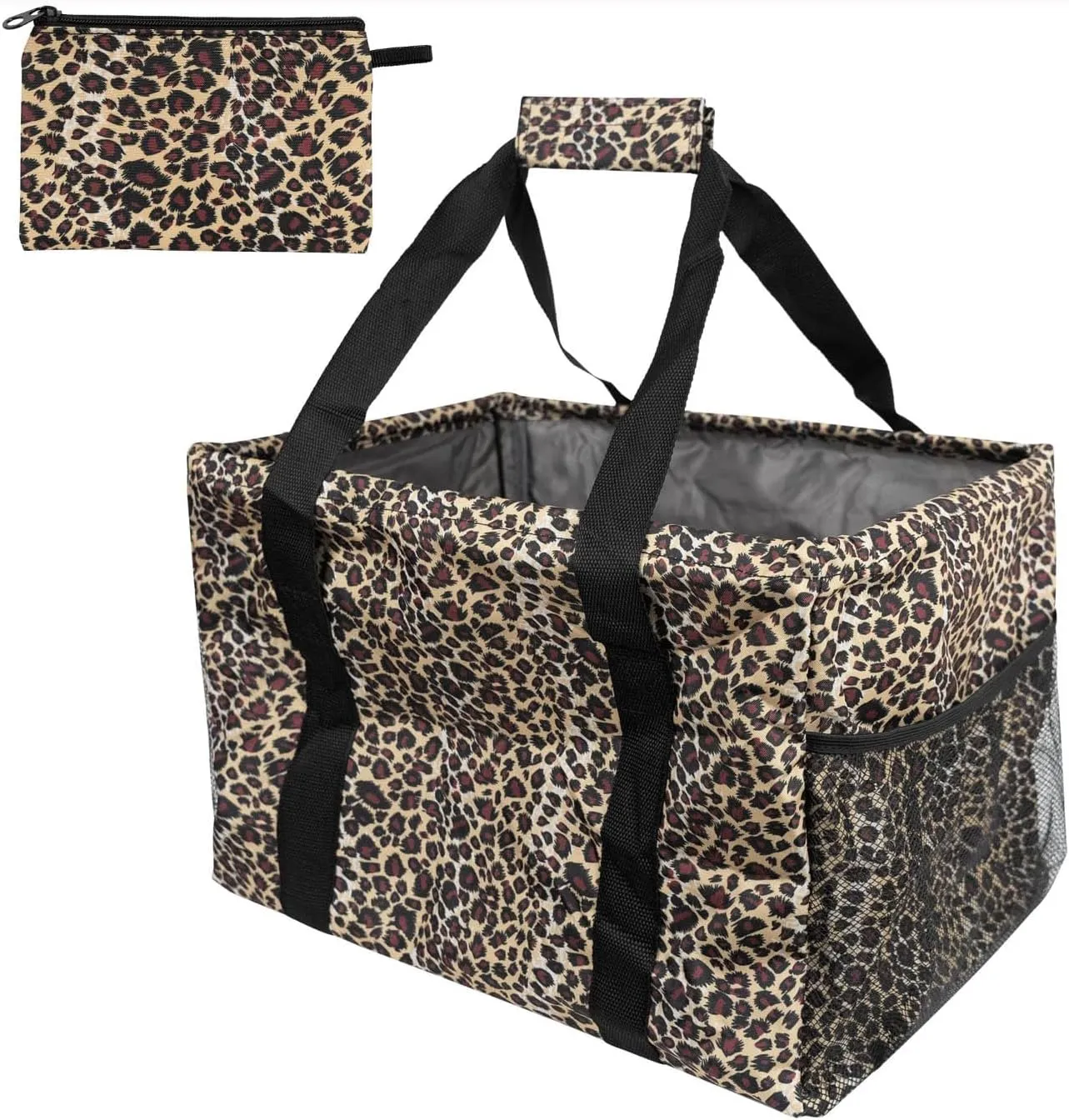 Extra Large Utility Tote Bag - Collapsible Tote with Wire Frame for Beach, Groceries, Travel - Includes 5x7 Bag