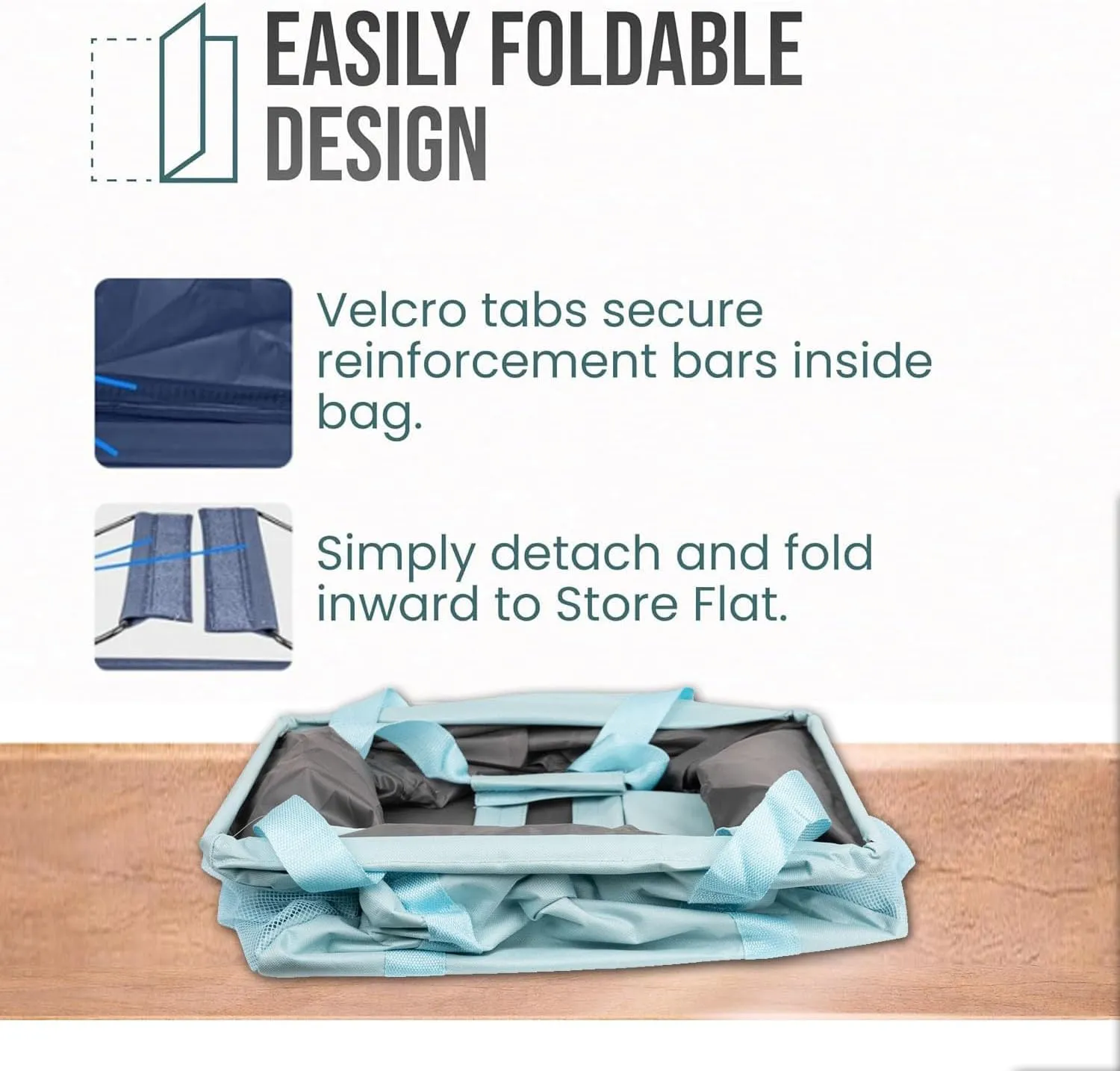 Extra Large Utility Tote Bag - Collapsible Tote with Wire Frame for Beach, Groceries, Travel - Includes 5x7 Bag