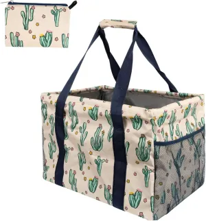 Extra Large Utility Tote Bag - Collapsible Tote with Wire Frame for Beach, Groceries, Travel - Includes 5x7 Bag