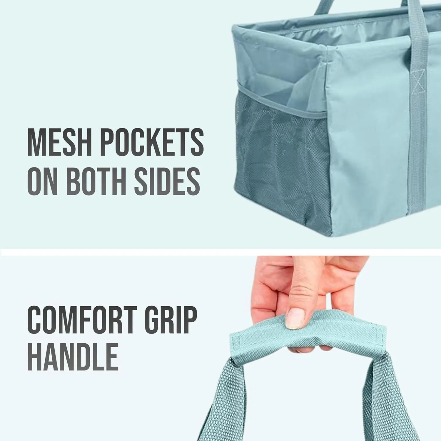 Extra Large Utility Tote Bag - Collapsible Tote with Wire Frame for Beach, Groceries, Travel - Includes 5x7 Bag