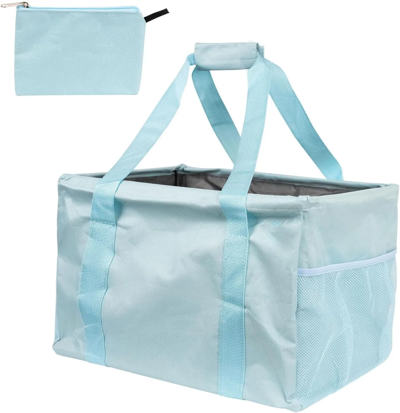 Extra Large Utility Tote Bag - Collapsible Tote with Wire Frame for Beach, Groceries, Travel - Includes 5x7 Bag