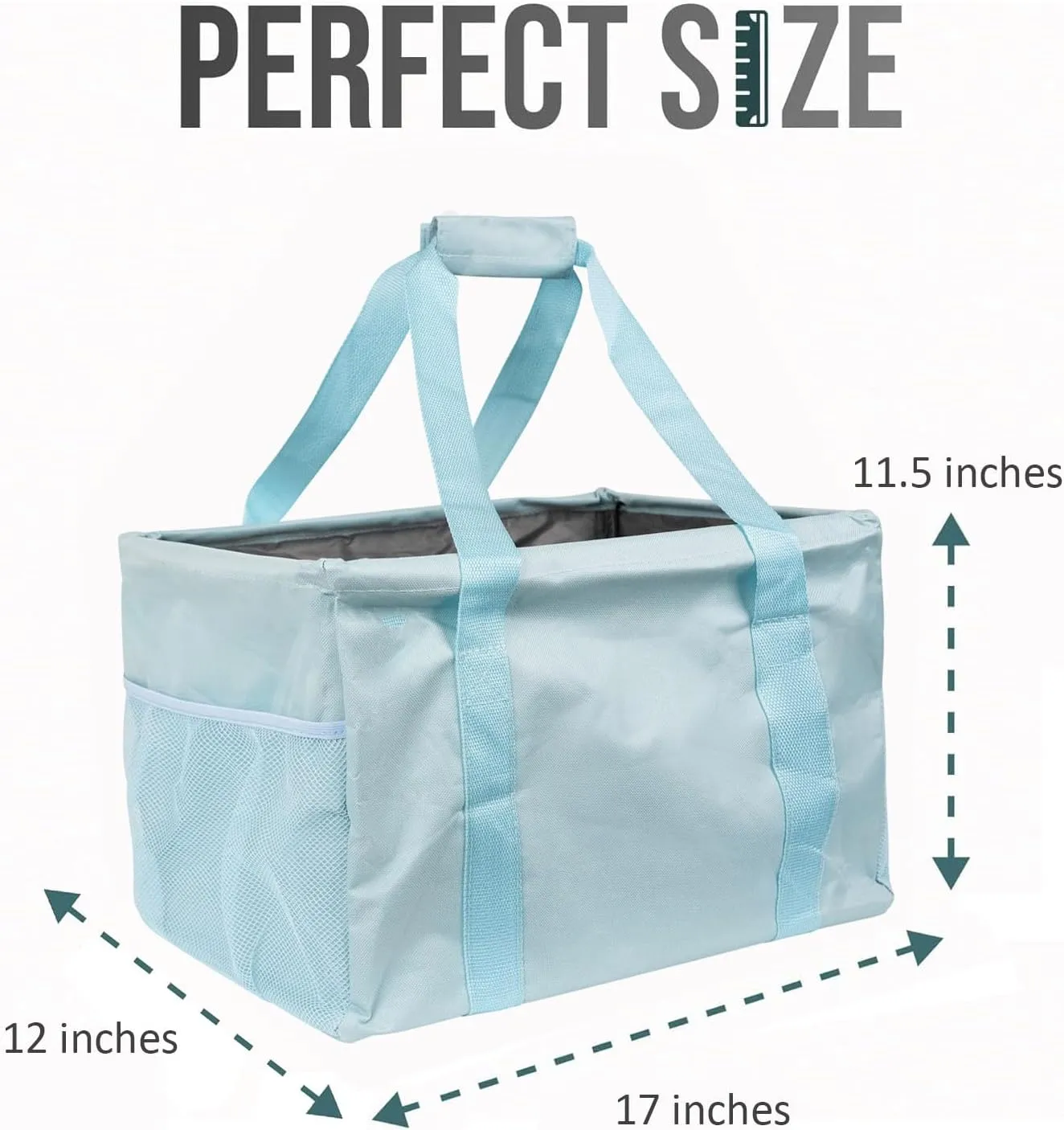 Extra Large Utility Tote Bag - Collapsible Tote with Wire Frame for Beach, Groceries, Travel - Includes 5x7 Bag