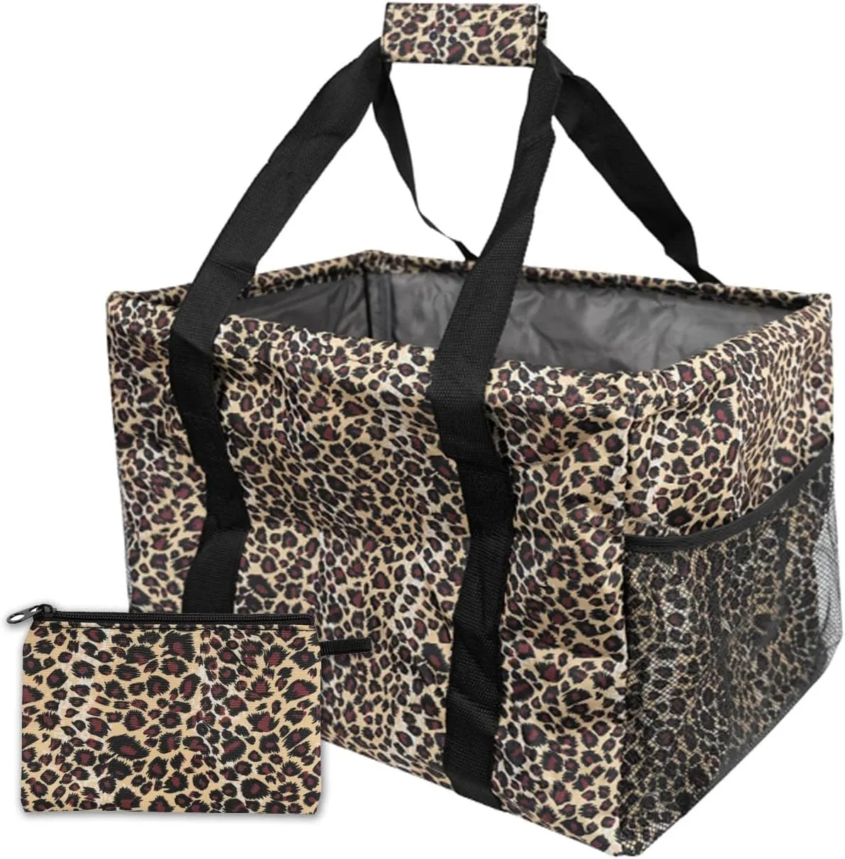 Extra Large Utility Tote Bag - Collapsible Tote with Wire Frame for Beach, Groceries, Travel - Includes 5x7 Bag