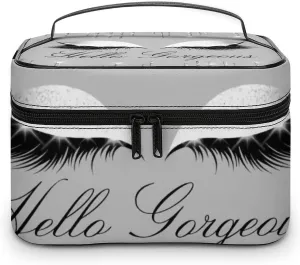 Eyelashes Silver Gray Drips Fashionable Portable Makeup Bag, Travel Makeup Bag Storage,