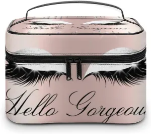 Eyelashes Silver Rose Drips Fashionable Portable Makeup Bag, Travel Makeup Bag Storage,