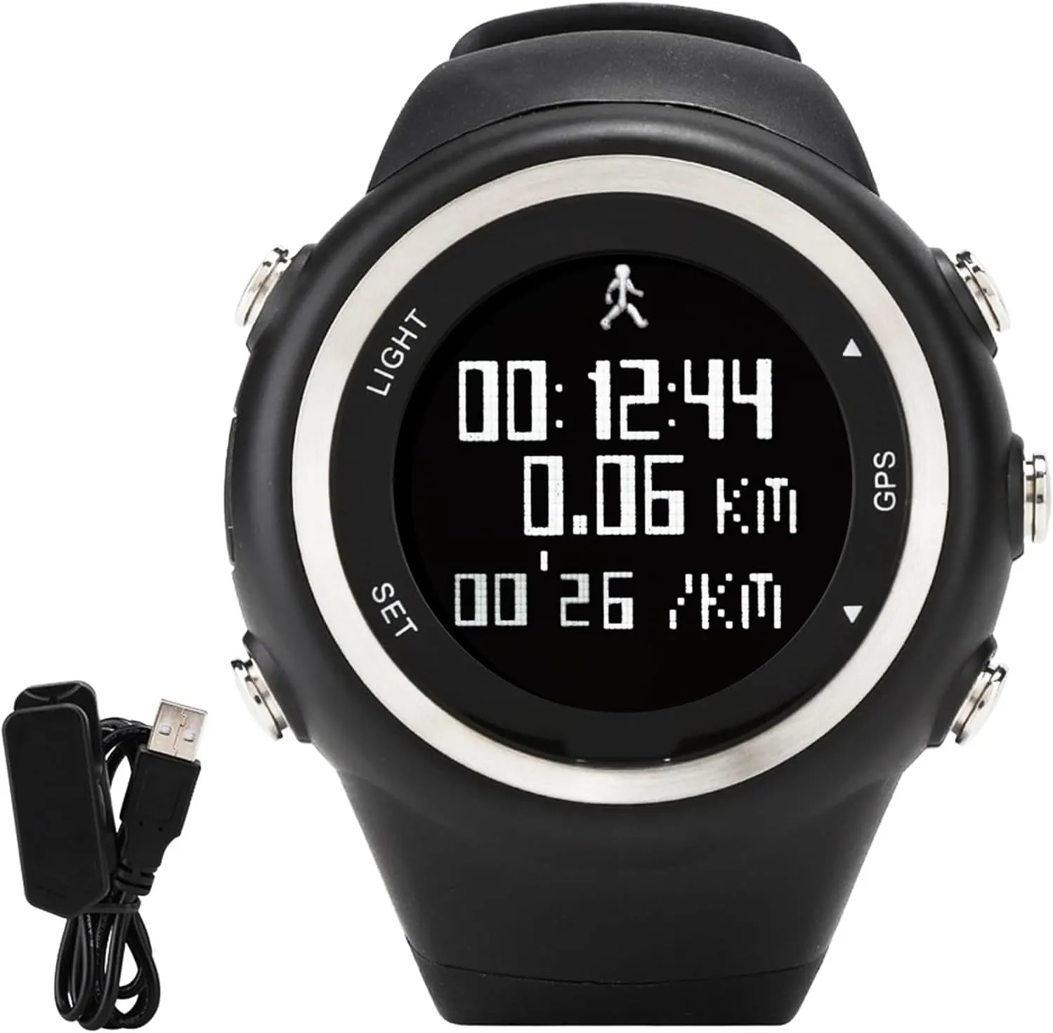 EZON GPS Running Watch with Speed Distance Pace Alarm and Calorie Counter and Stopwatch for Men T031 Black