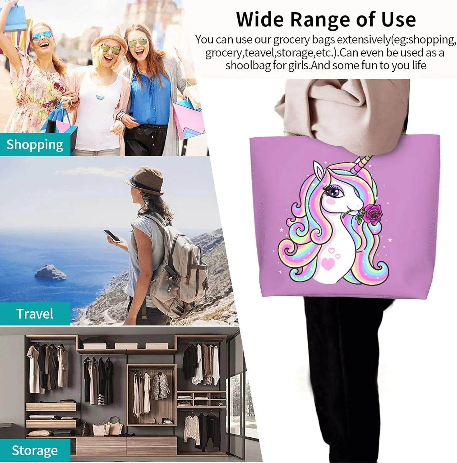 Famame Canvas Tote Bag Large Women Casual Shoulder Bag Handbag Reusable Multipurpose Shopping Grocery Bag For Outdoors…