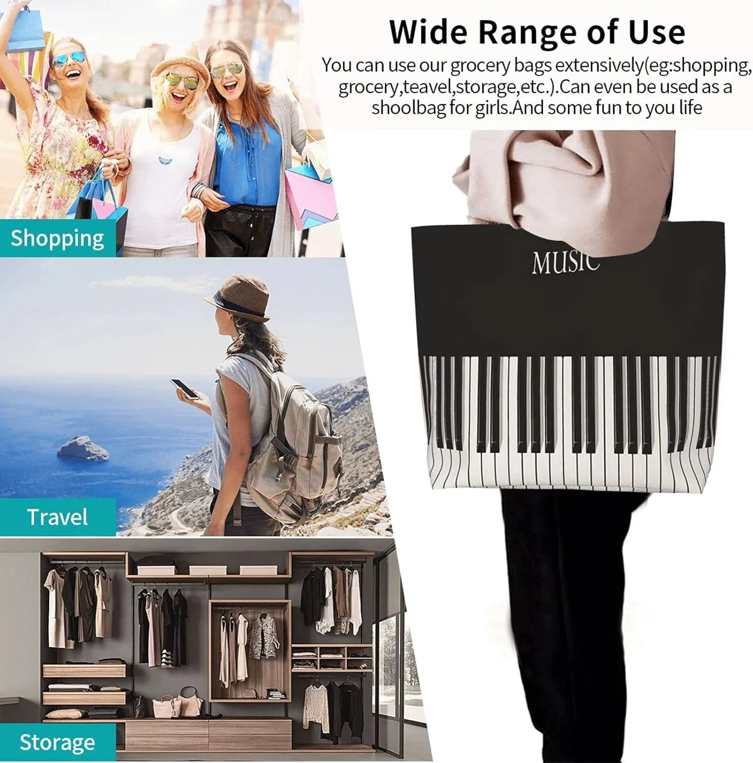 Famame Canvas Tote Bag Large Women Casual Shoulder Bag Handbag Reusable Multipurpose Shopping Grocery Bag For Outdoors…