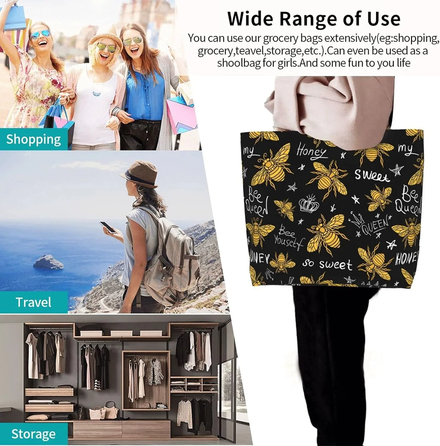 Famame Canvas Tote Bag Large Women Casual Shoulder Bag Handbag Reusable Multipurpose Shopping Grocery Bag For Outdoors…