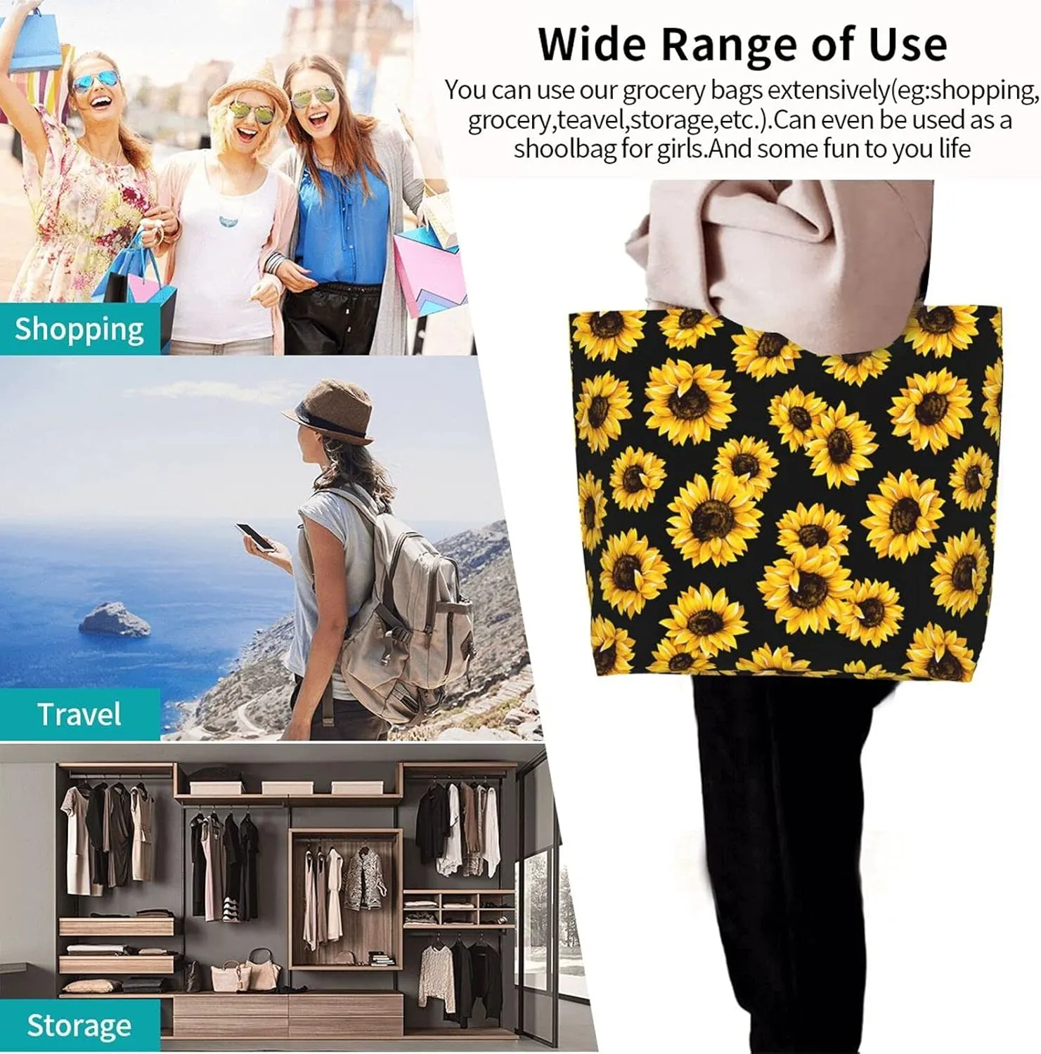 Famame Canvas Tote Bag Large Women Casual Shoulder Bag Handbag Reusable Multipurpose Shopping Grocery Bag For Outdoors…