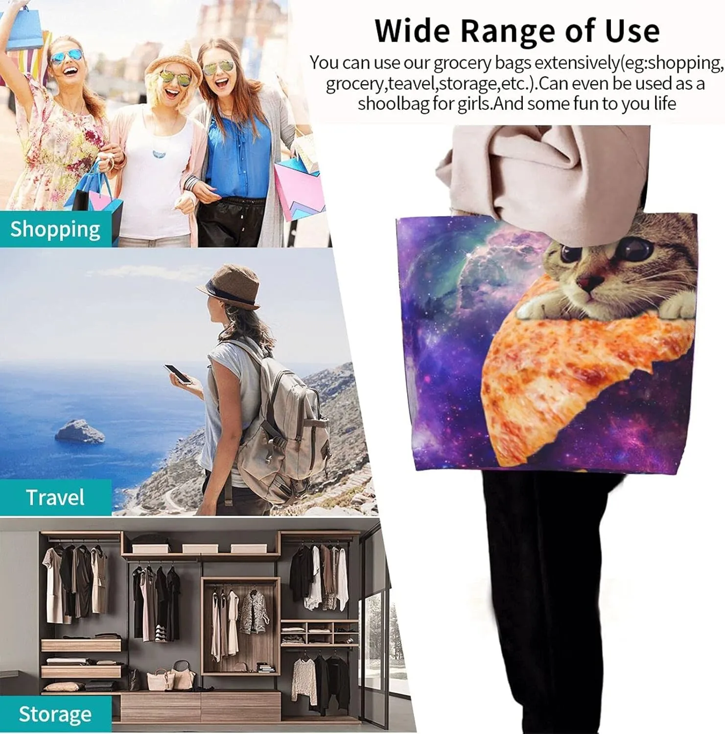 Famame Canvas Tote Bag Large Women Casual Shoulder Bag Handbag Reusable Multipurpose Shopping Grocery Bag For Outdoors…