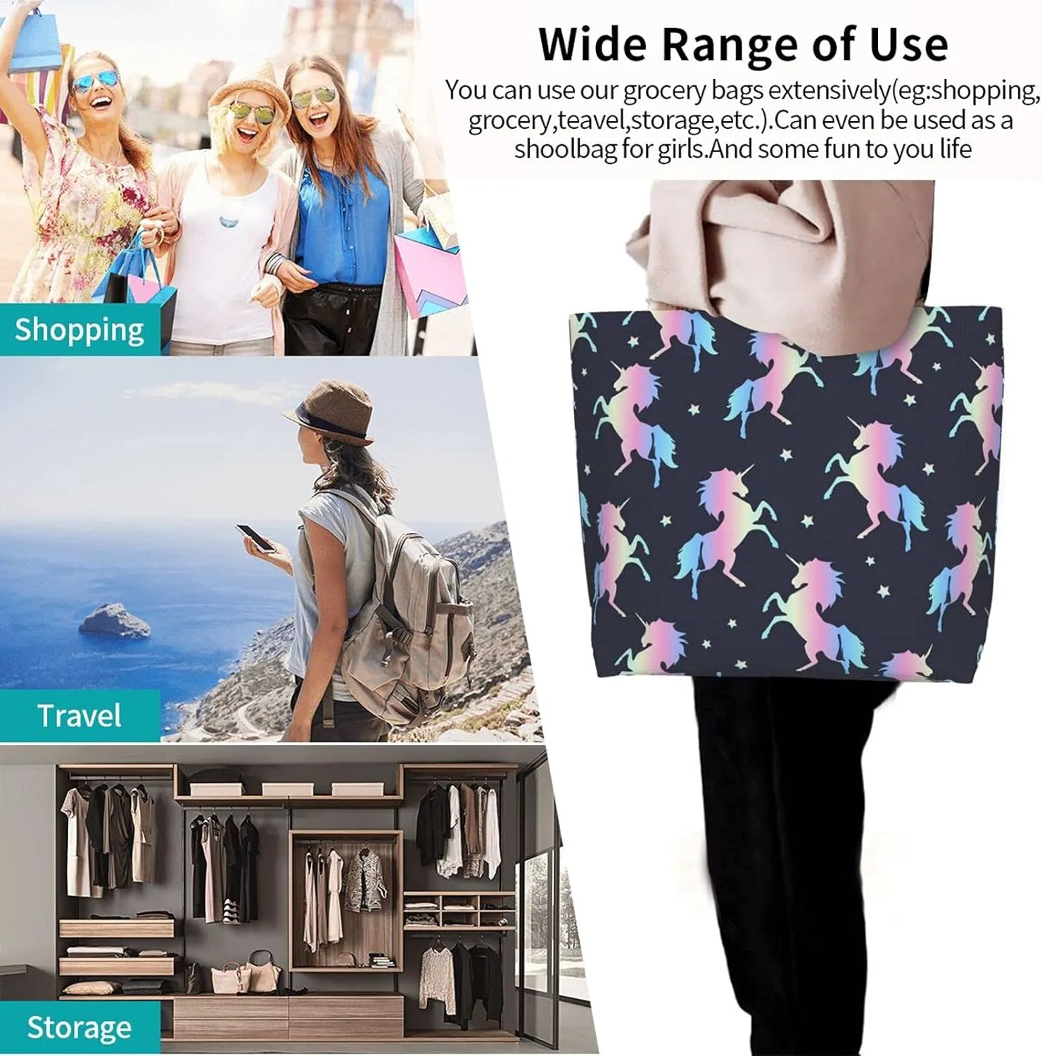 Famame Canvas Tote Bag Large Women Casual Shoulder Bag Handbag Reusable Multipurpose Shopping Grocery Bag For Outdoors…