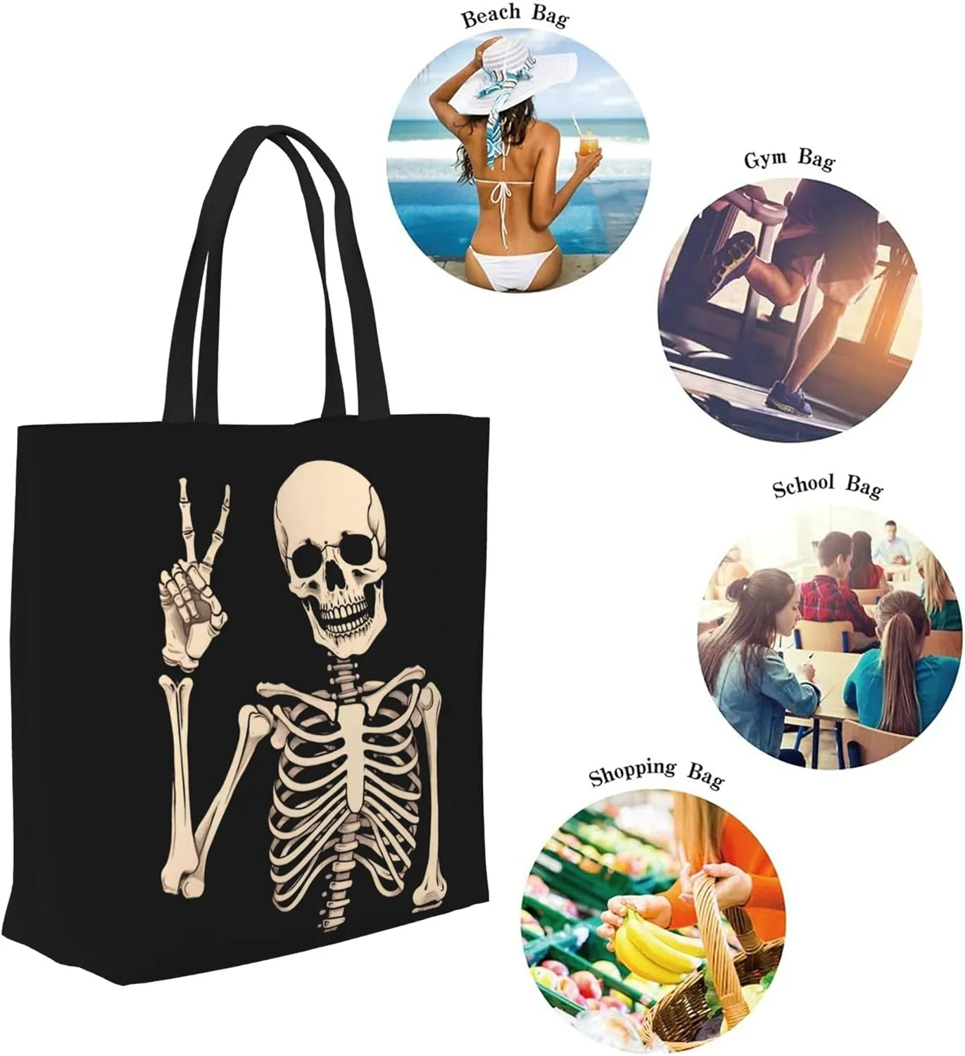 Famame Canvas Tote Bag Large Women Casual Shoulder Bag Handbag Reusable Multipurpose Shopping Grocery Bag For Outdoors…