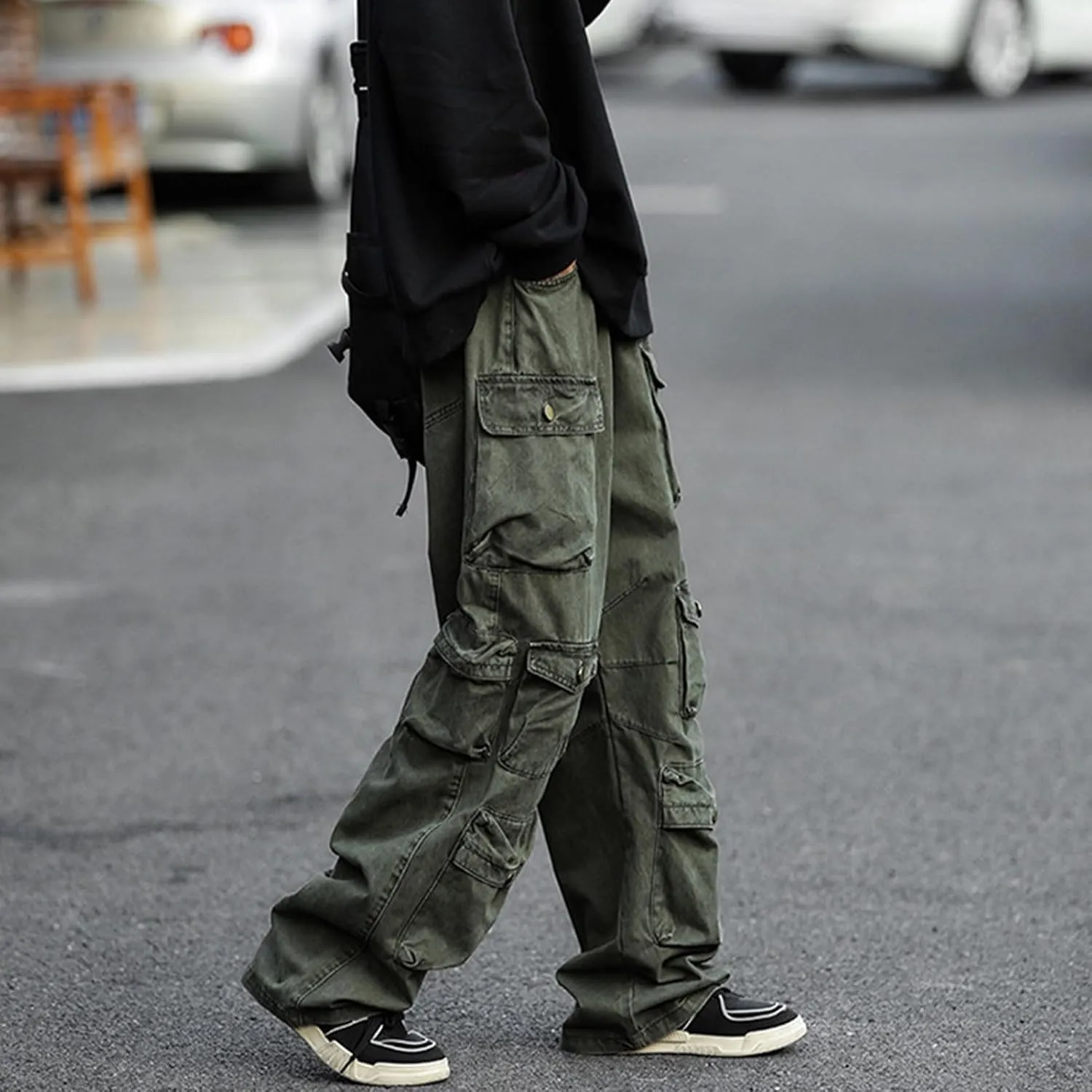 FantasyGears Jeans Y2k Gothic Cargo Pants Baggy Streetwear Jeans Hip Hop Joggers Parachute Pants for Men