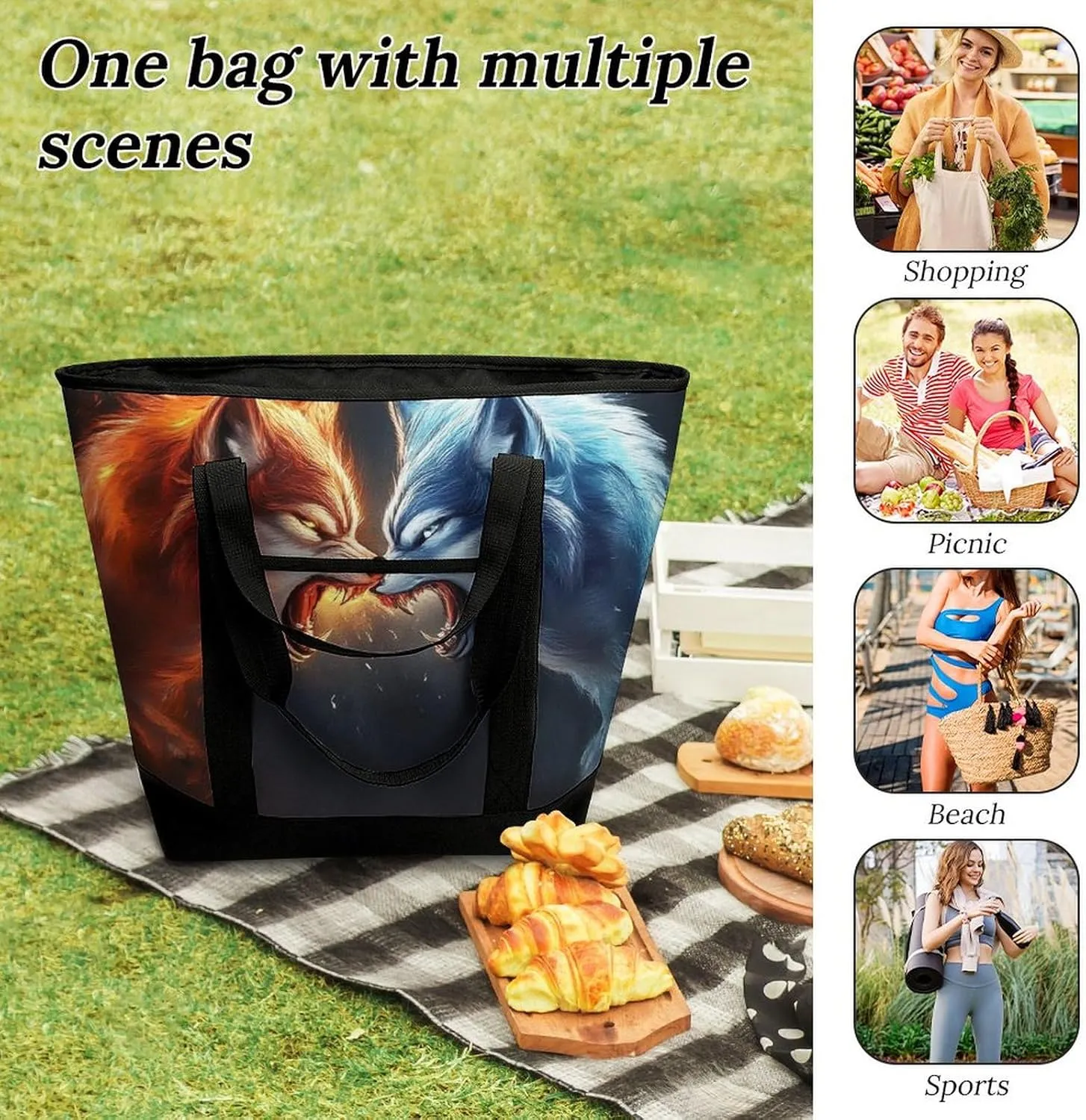 Fashionable Large Thermal Tote Bag Insulated Work/Commute Bag For Women & Men
