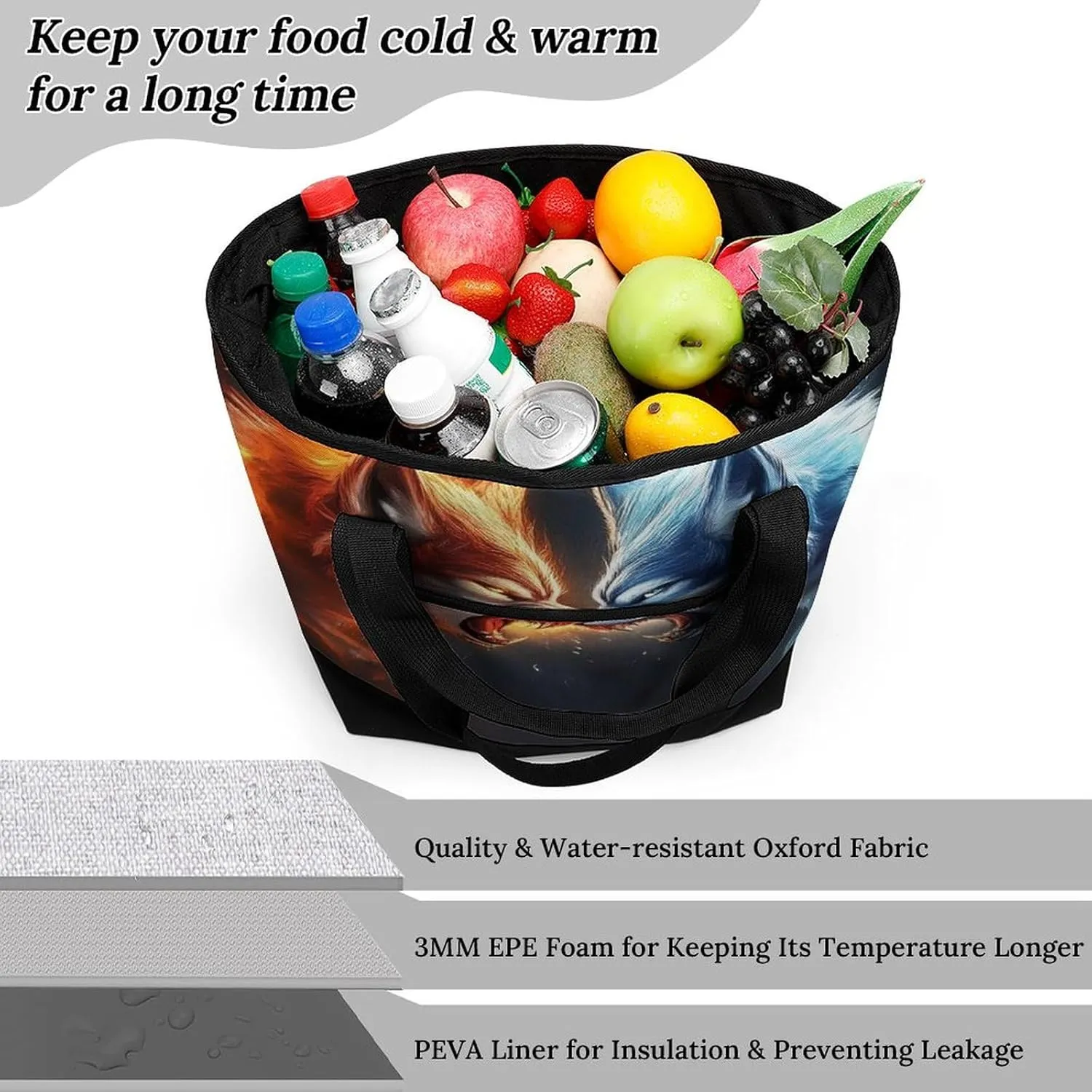 Fashionable Large Thermal Tote Bag Insulated Work/Commute Bag For Women & Men