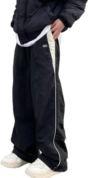 FCOOLYEET Mens Wide Leg Sweatpants Y2k Baggy Track Pants Goth Parachute Pants Cool Sweatpants for Men